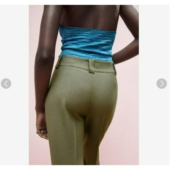 2/$30 Zara High Waist Pleated Olive Green Office Pants Size Small - Picture 7 of 13
